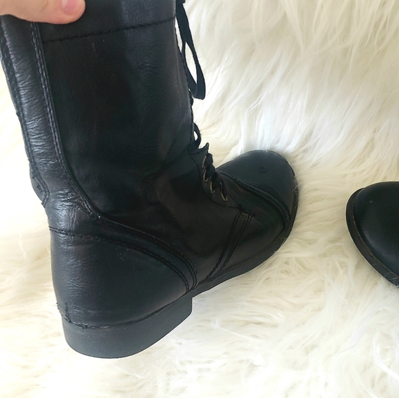 Black jepson rampage faux leather combat boots - Picture 4 of 7